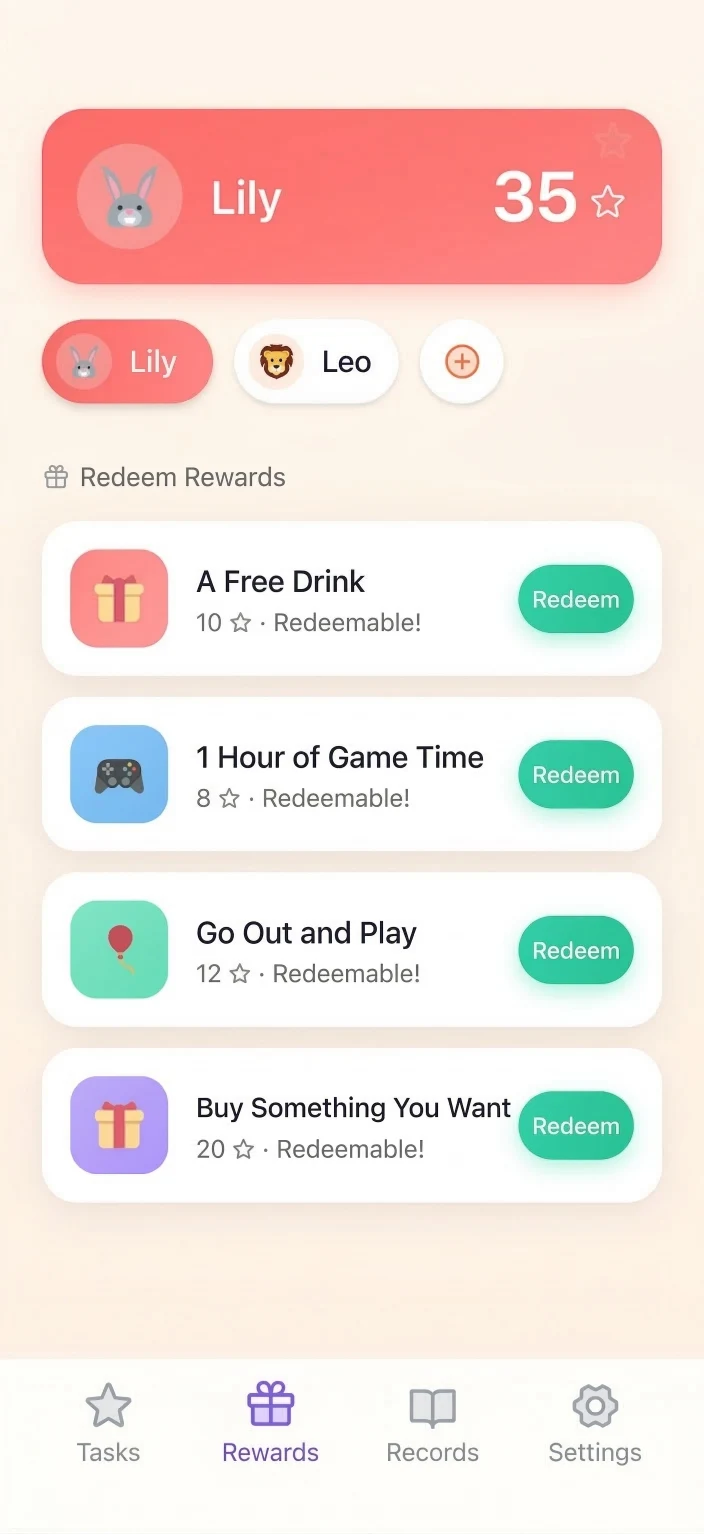 Rewards app screen